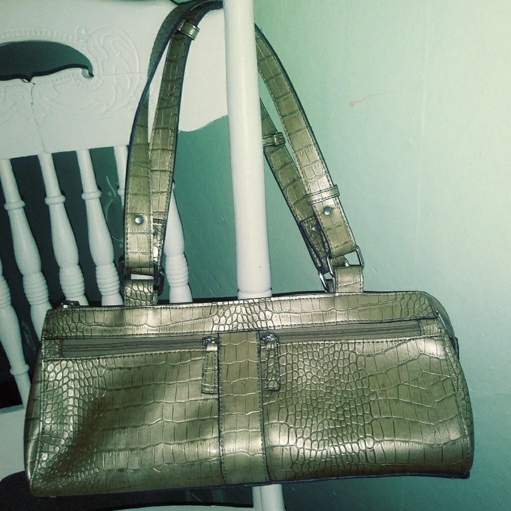 Vintage golden croc embossed bag